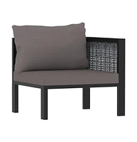 vidaXL Sectional Corner Sofa with Left Armrest Poly Rattan Anthracite