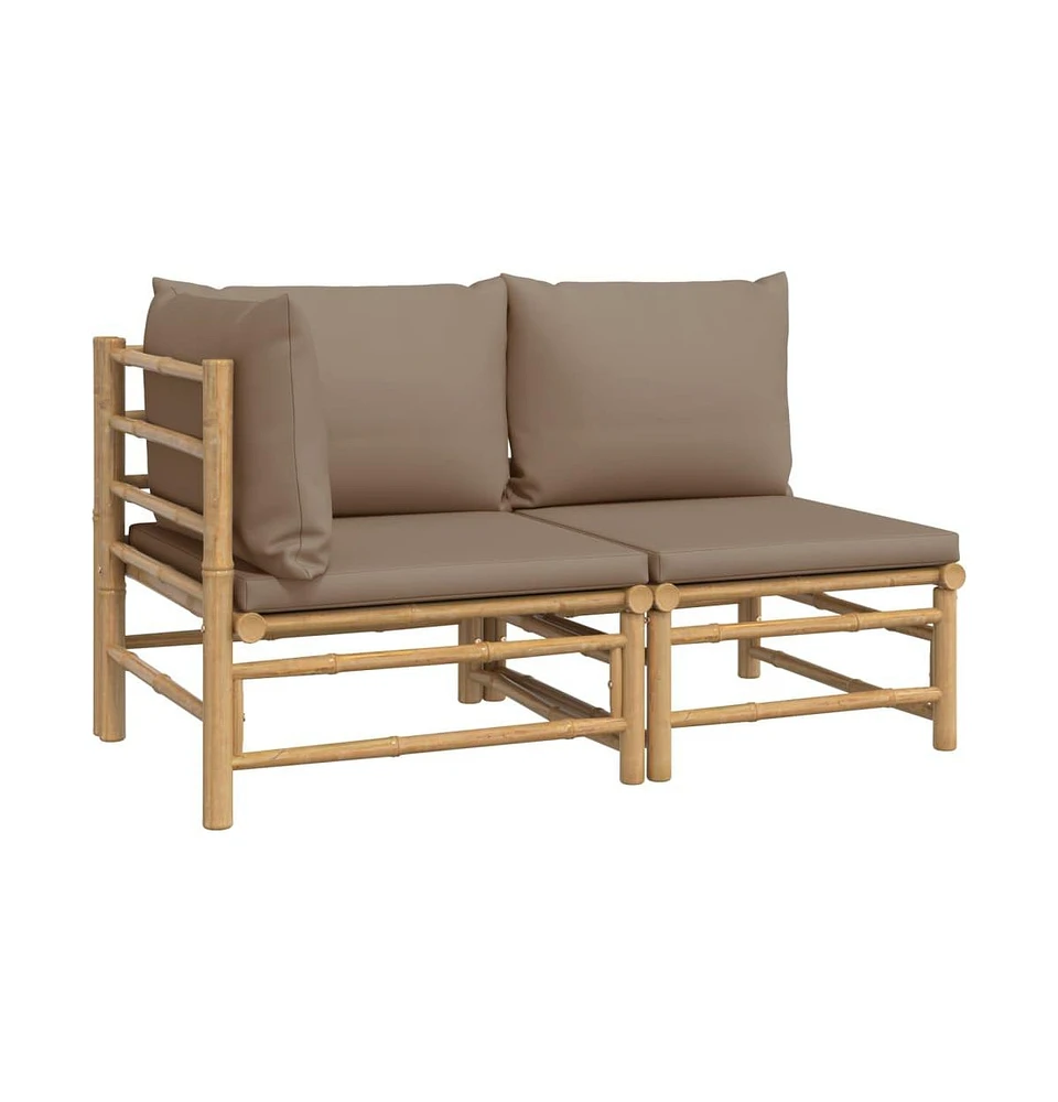 vidaXL 2 Piece Patio Lounge Set with Taupe Cushions