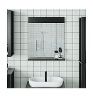 vidaXL Bathroom Mirror with Shelf Berg Black 23.6"x4.7"x27.6" Solid Wood