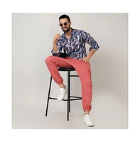 Men's Sky Blue & Moon Grey Ikkat Shirt
