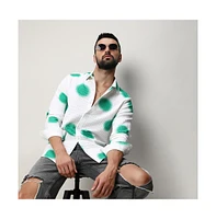 Men's Chalk White:Emerald Green Spraypaint Shirt