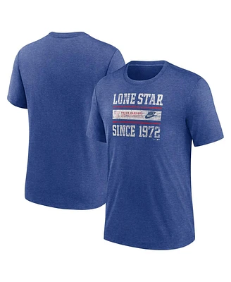 Nike Men's Heather Royal Texas Rangers Cooperstown Collection Local Stack Tri-Blend T-Shirt