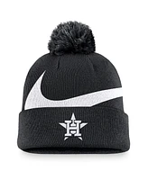 Nike Men's Black Houston Astros Swoosh Peak Cuffed Knit Hat with Pom