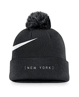 Nike Men's Black New York Yankees Swoosh Peak Cuffed Knit Hat with Pom