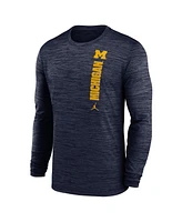 Jordan Men's Navy Michigan Wolverines 2024 Sideline Velocity Performance Long Sleeve T-Shirt