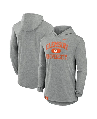 Nike Men's Heather Gray Clemson Tigers Blitz Hoodie Long Sleeve T-Shirt