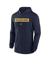 Jordan Men's Navy Michigan Wolverines Sideline Hoodie Performance Long Sleeve T-Shirt