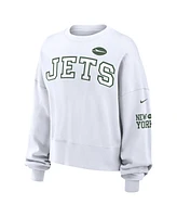 Nike Women's White New York Jets Oversized Long Sleeve Cropped Sweatshirt