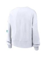 Nike Women's White Miami Dolphins Oversized Long Sleeve Cropped Sweatshirt