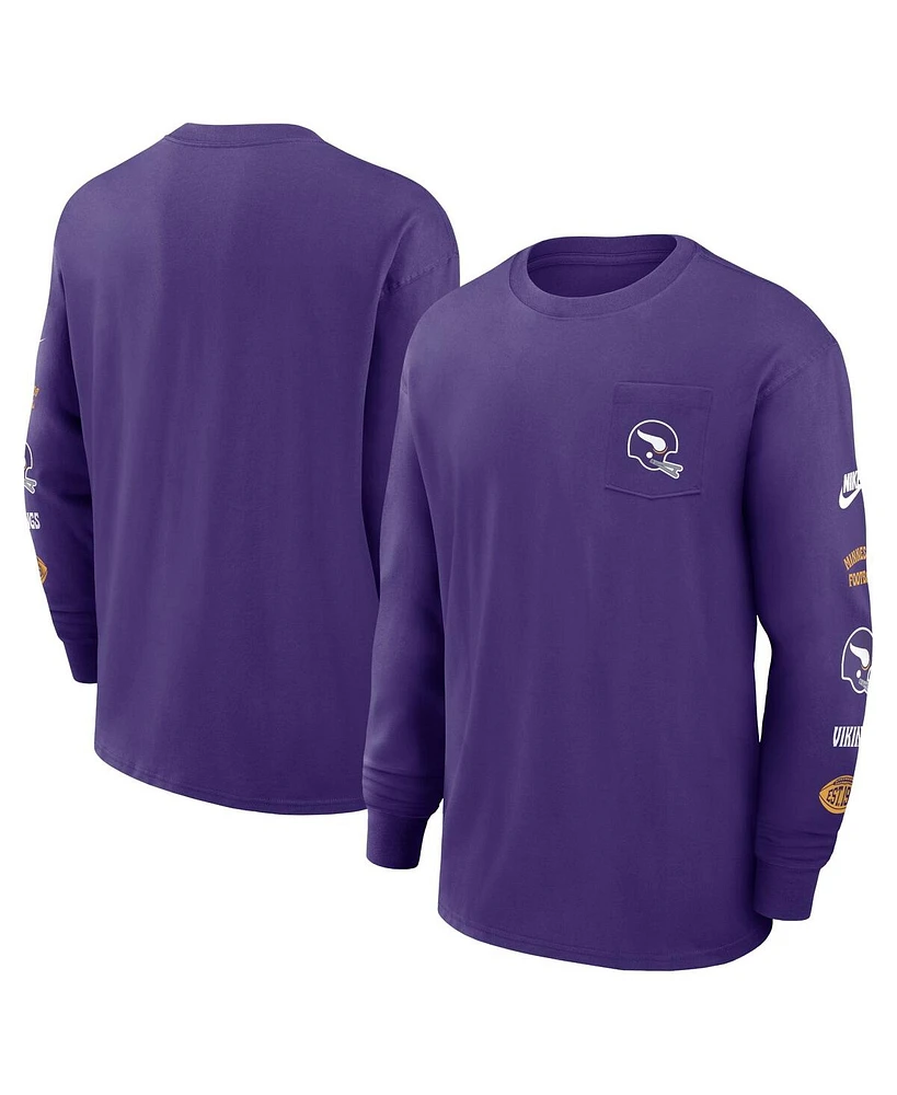 Nike Men's Purple Minnesota Vikings Rewind Heavy Max 90 Pocket Long Sleeve T-Shirt