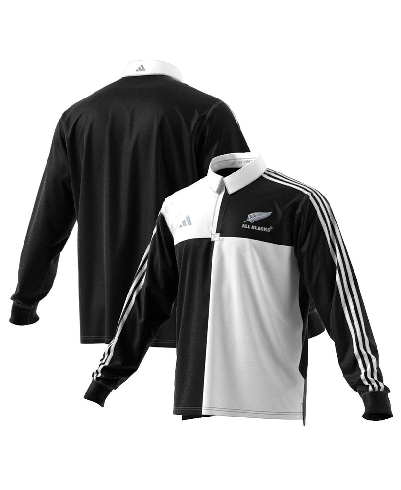 Adidas Men's Black New Zealand Rugby 2024/25 Long Sleeve Polo Jersey