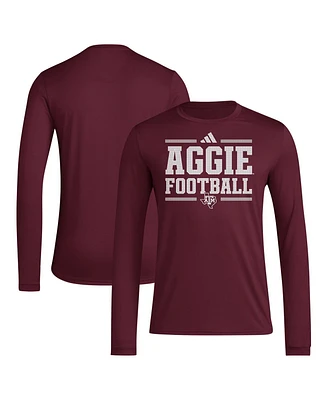 Adidas Men's Maroon Texas A M Aggies Locker Football Pre-Game Aeroready Long Sleeve T-Shirt