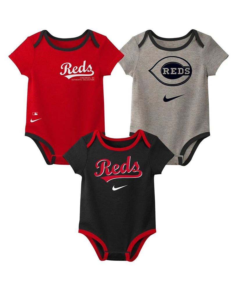 Nike Baby Boys and Girls Cincinnati Reds Authentic Collection Three-Pack Bodysuit Set