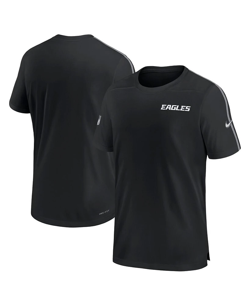 Nike Men's Black Philadelphia Eagles 2024 Sideline Coach Uv Performance T-Shirt