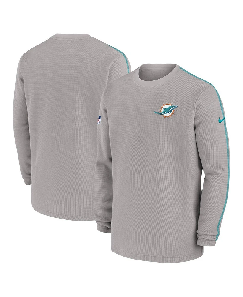 Nike Men's Gray Miami Dolphins 2024 Sideline Coaches Long Sleeve Top