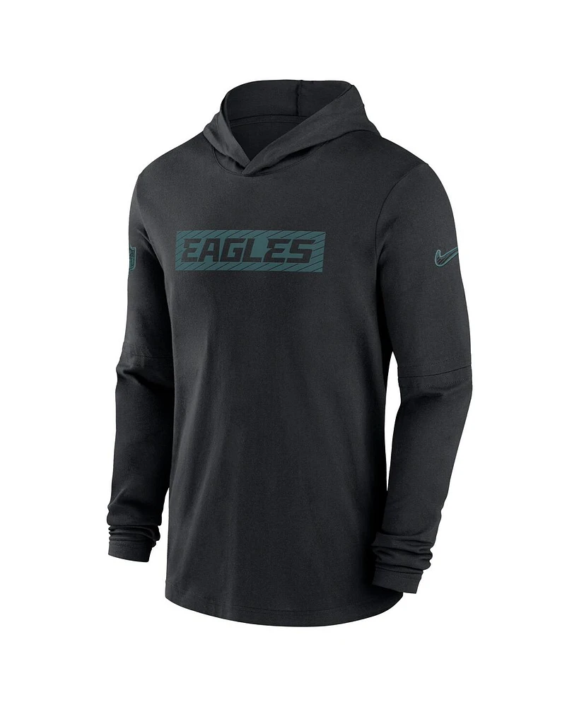 Nike Men's Black Philadelphia Eagles Sideline Hoodie Performance Long Sleeve T-Shirt