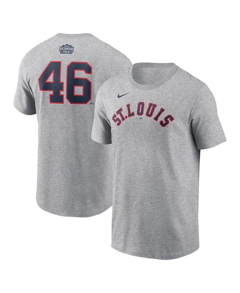 Nike Men's Paul Goldschmidt Gray St. Louis Cardinals 2024 Rickwood Classic Fuse Name Number T-Shirt