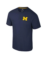 Colosseum Men's Navy Michigan Wolverines Logo Lockup 2-Hit Active Blend T-Shirt