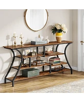 Tribesigns 70.9 Inch Extra Long Console Table, Industrial Narrow Sofa Table with Storage Shelves, 4 Tier Entryway Table Behind Couch for Hallway Foyer