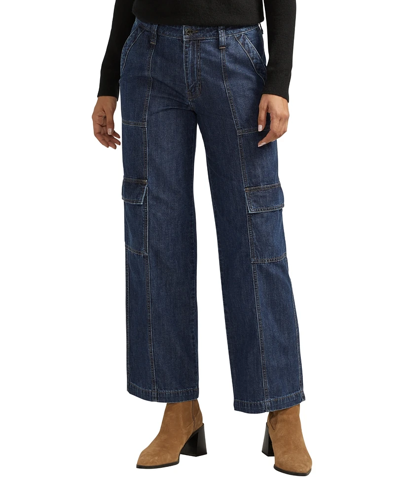 Jag Women's High Rise Wide Leg Cargo Jeans