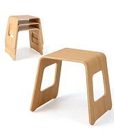 Sugift 4-Pack Stackable Bamboo Stool with Anti-skid Foot Pads