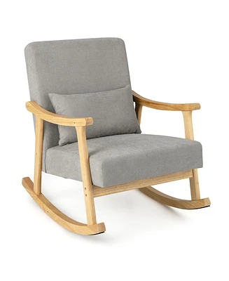 Givimo Nursery Rocking Accent Chair with Rubber Wood Armrests