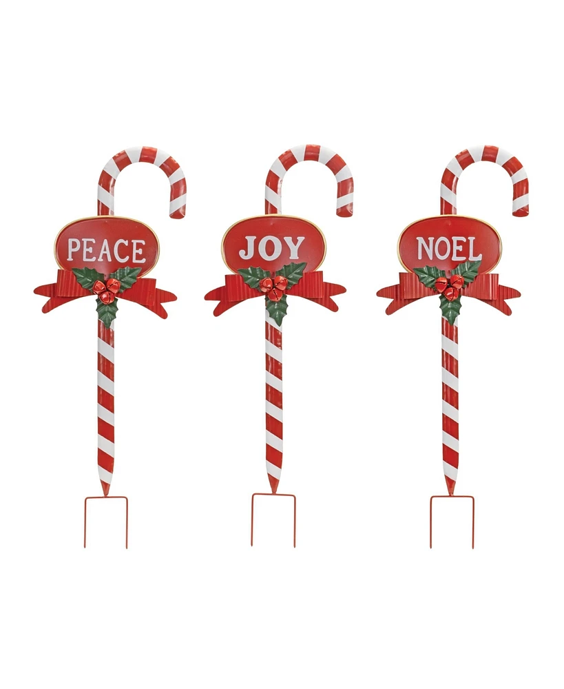 Slickblue Set of 3 Candy Cane Stakes – Festive Garden Decorations for the Holidays