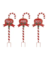 Slickblue Set of 3 Candy Cane Stakes – Festive Garden Decorations for the Holidays