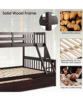 Sugift Twin Over Full Convertible Bunk Bed with Trundle