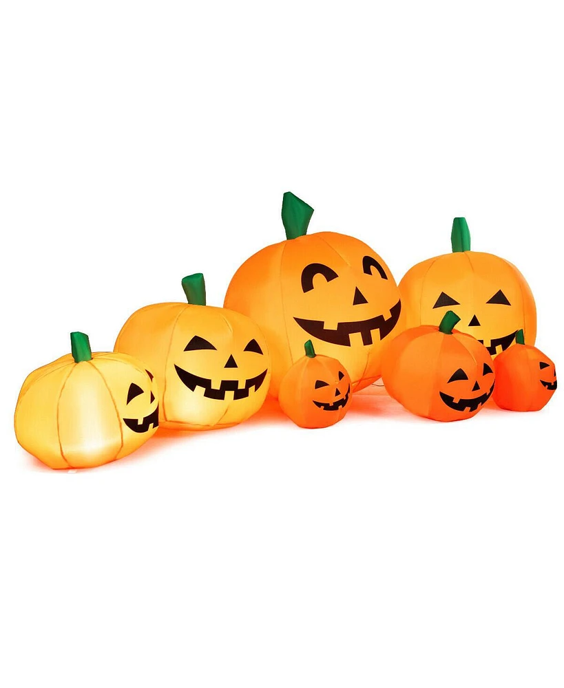 Givimo 7.5 Feet Halloween Inflatable 7 Pumpkins Patch with Led Lights