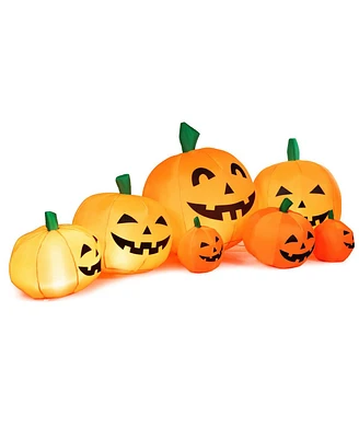 Givimo 7.5 Feet Halloween Inflatable 7 Pumpkins Patch with Led Lights