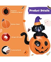 Givimo 5 Feet Inflatable Halloween Pumpkin with Witch's Black Cat