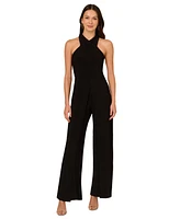 Adrianna Papell Women's Overlay-Neck Wide-Leg Jumpsuit