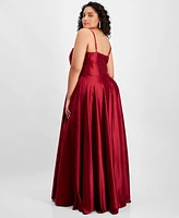 B Darlin Trendy Plus Satin Corset Sweetheart Gown