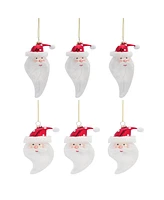 Slickblue Whimsical Santa Head Glass Tree Ornament (Set of 6)