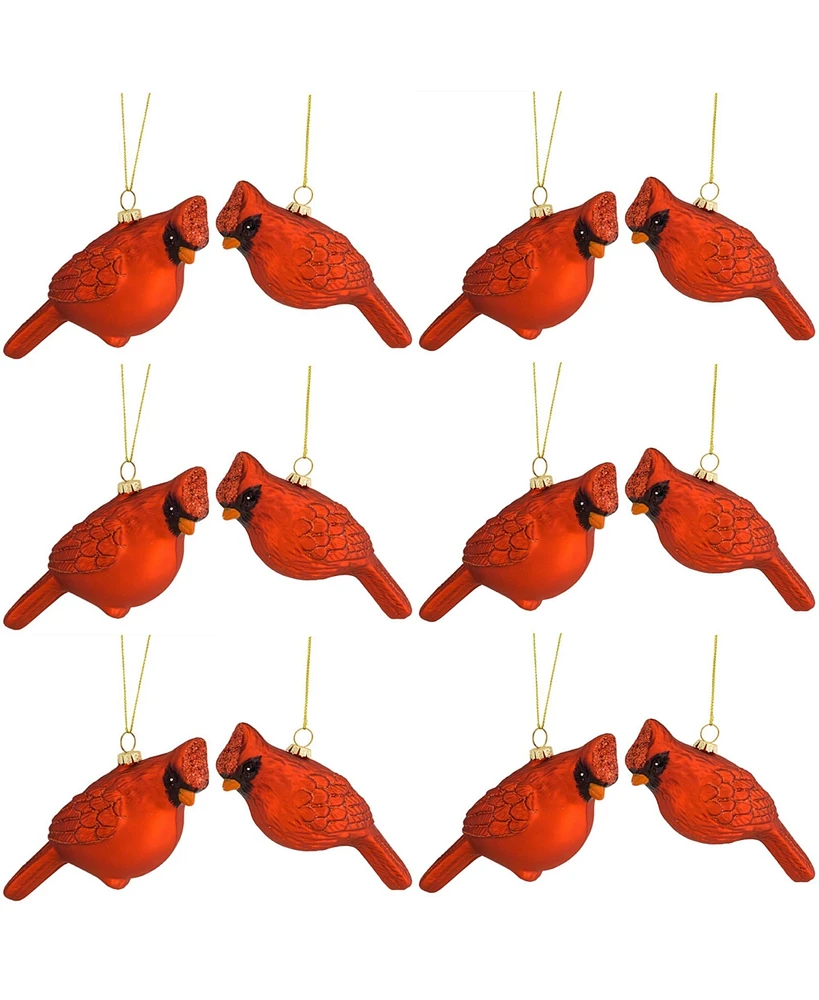 Slickblue Glass Cardinal Bird Ornament (Set of 12)