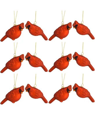 Slickblue Glass Cardinal Bird Ornament (Set of 12)