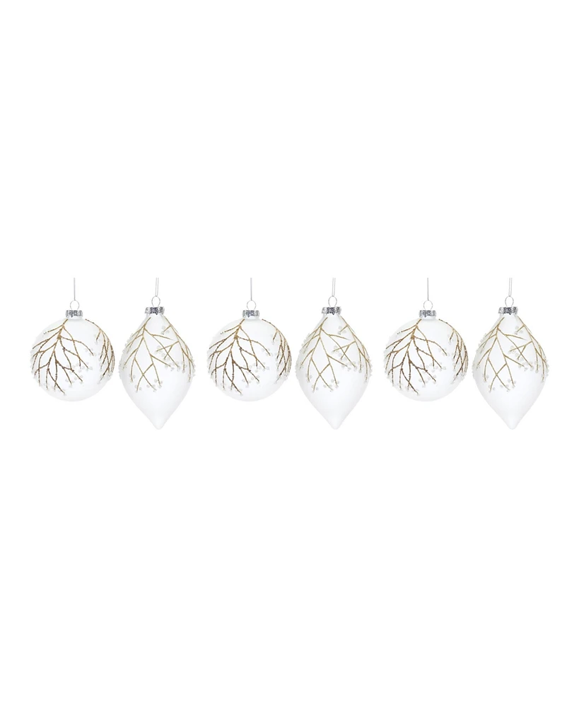 Slickblue Glittered Glass Tree Branch Ornament (Set of 6)