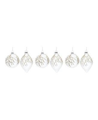 Slickblue Glittered Glass Tree Branch Ornament (Set of 6)