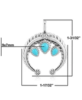 American West Jewelry Sterling Silver and Pear Cut Turquoise Gemstone Rope Naja Pendant Enhancer