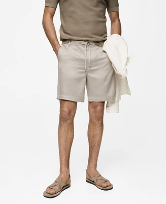 Mango Men's Linen 7.48" Cord Shorts