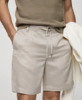 Mango Men's Linen 7.48" Cord Shorts