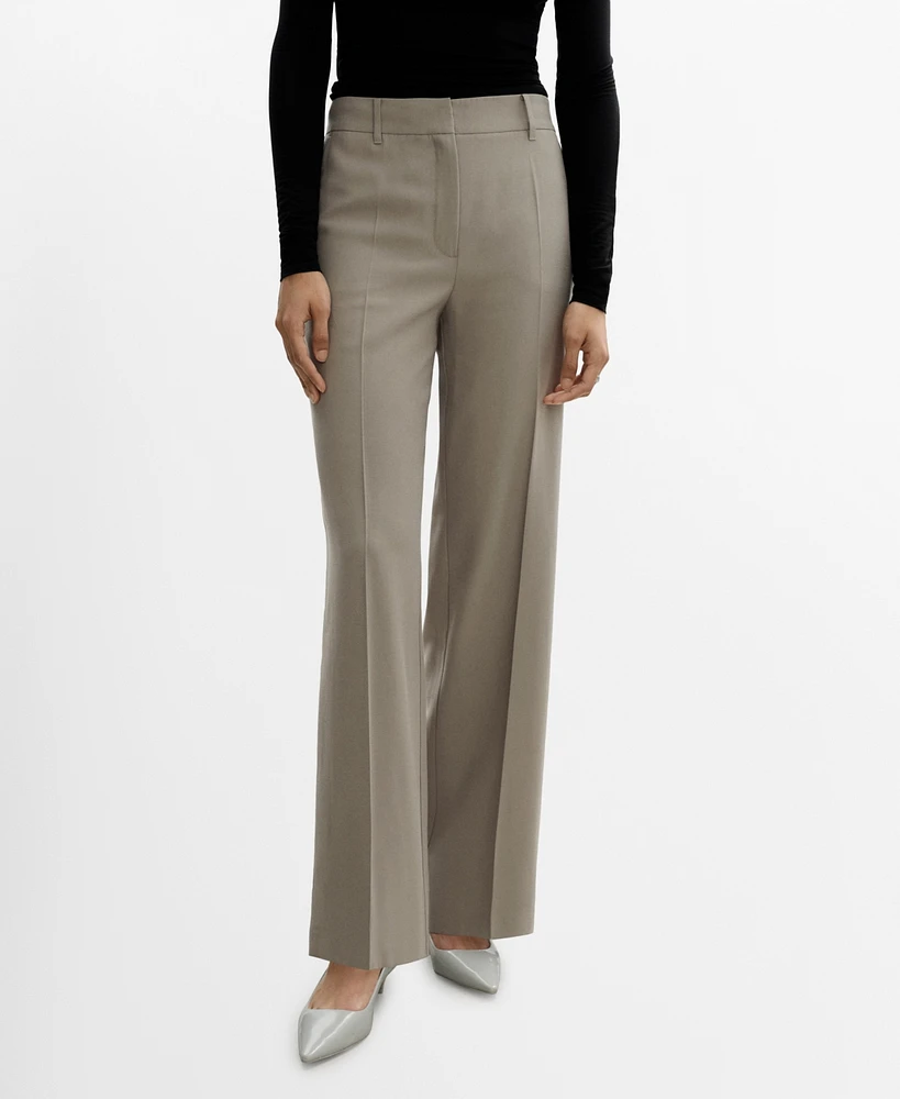 Mango Women's Wide Leg Pleated Pants