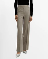 Mango Women's Wide Leg Pleated Pants