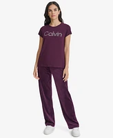 Calvin Klein Women's Velour Wide-Leg Pants