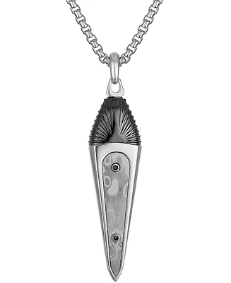 Bulova Marc Anthony Men's Damascus Sword Pendant Necklace in Sterling Silver-Plate, 24" + 2" extender, BVP1075