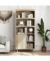 Streamdale Furniture Boho Rattan Bookcase Style, Storage, and Multifunction