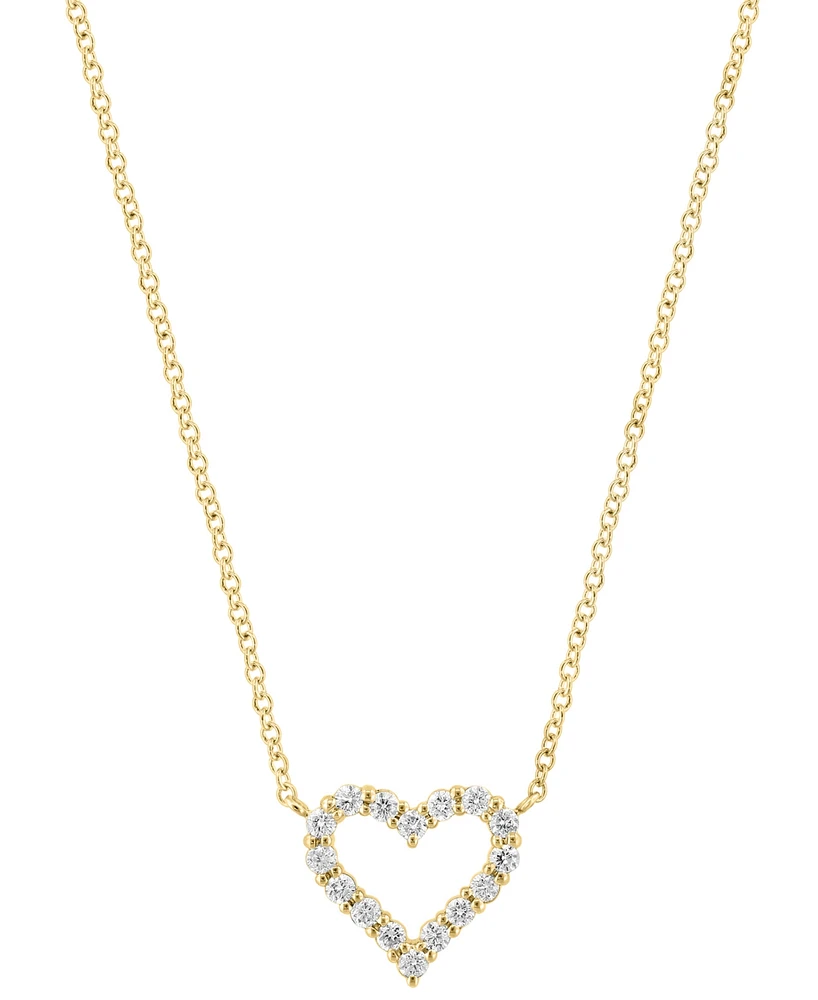 Effy Diamond Open Heart 18" Pendant Necklace (3/8 ct. t.w.) in 14k Gold