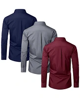 Blue Ice Men's Long Sleeve Classic Dress Shirt- 3 Pack