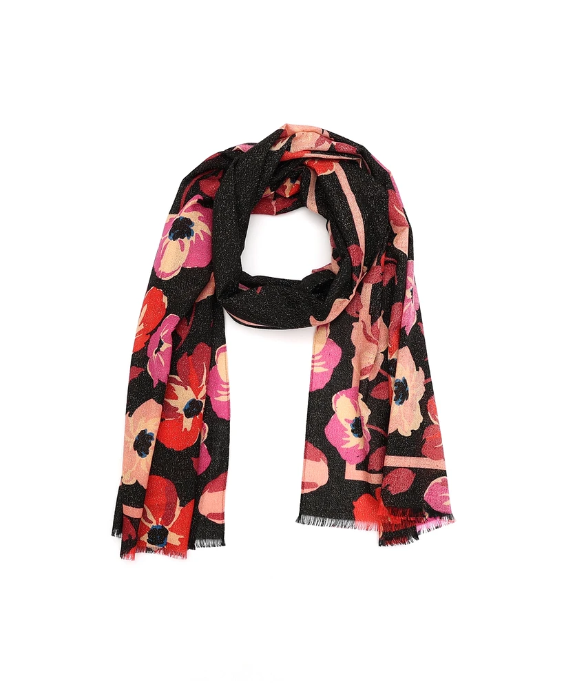 Kate Spade New York Women's Fall Poppies Wool Oblong Scarf